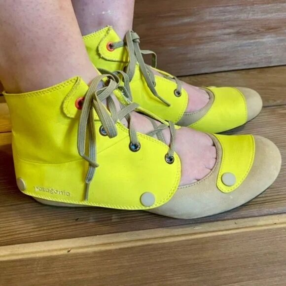 Patagonia Convertible Ballet Flats Neon Yellow/Taupe Best Fits 6.5–7 | Rare - Picture 8 of 11